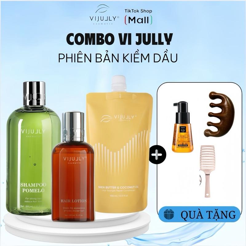 COMBO VIJULLY [ 2 PHIÊN BẢN ] Combo Dưỡng tóc chuyên sâu gồm Xịt Bưởi, Dầu Gội, Dầu Xã hỗ trợ giảm rụng Nam Nữ Women giam rung