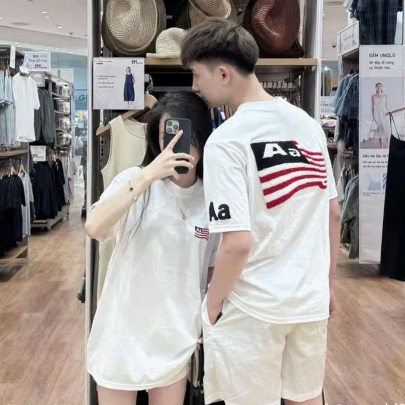 ( Áo In Sơn ) Áo Phông Aa Bản In Sơn Hình Lá Cờ Chất Poly Mịn Thấm Hút Mồ Hôi Tốt From Rộng Dành Cho Boy Phố Girl Phố