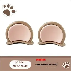 Coklat + Merah Muda - Telinga Beruang