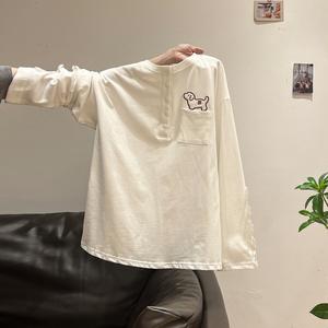 Women's Round Neck Lace Embroidery Long Sleeve T-Shirt, Fall Loose Casual Style, Comfortable Fitted Top for Women 3830# Womenswear