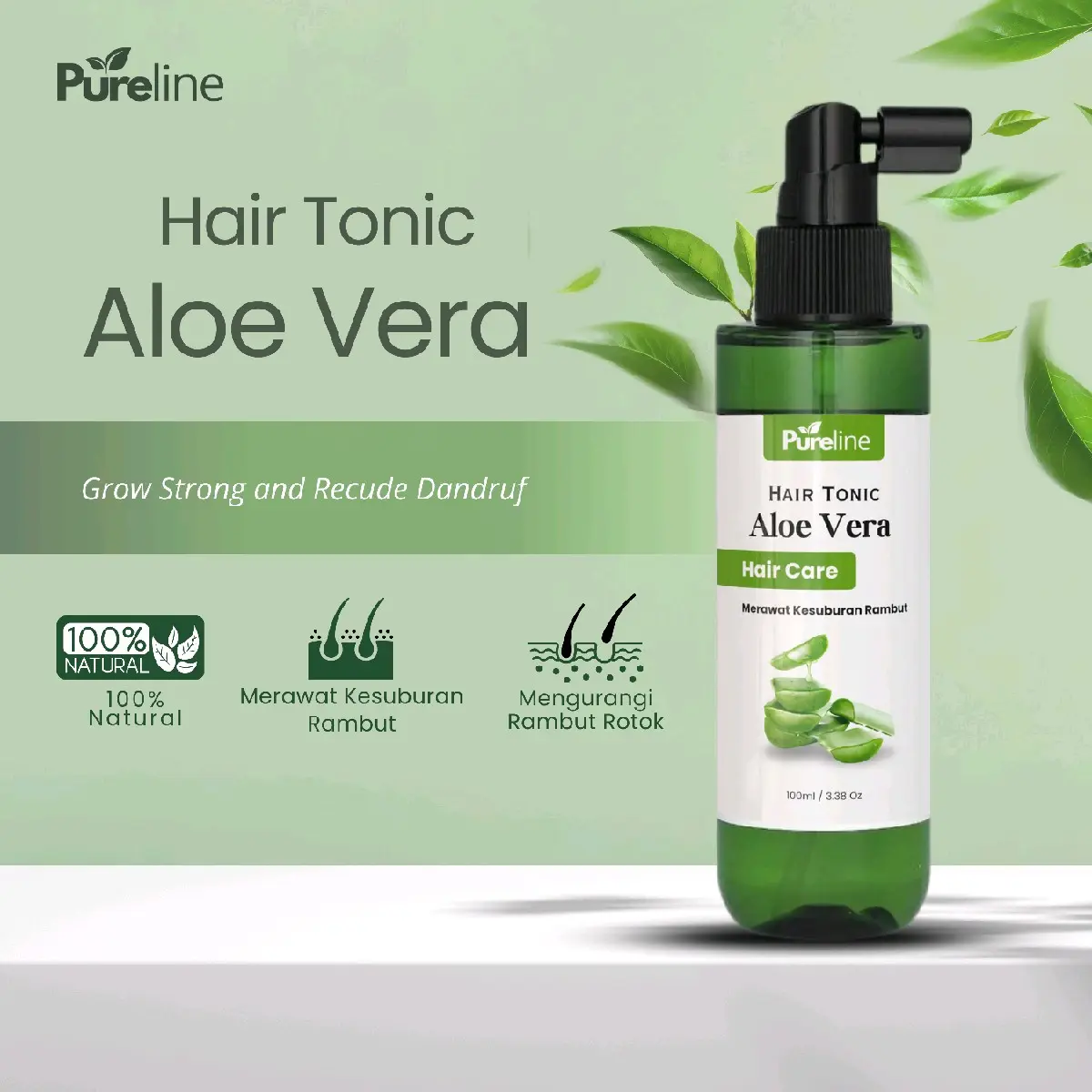 Pureline - Hair Tonic Aloe Vera Anti Rontok dan Menguatkan Rambut Haircare Ketombe Perawatan