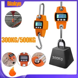 Biakye Mini Timbangan Gantung Elektronik 300 KG Besi Digital LED Orange LCD Electronic Hanging Scale 300kg GARANSI stainless steel dengan 3 Mode Penimbangan Kg LB N dan Layar LCD Besar 23mm