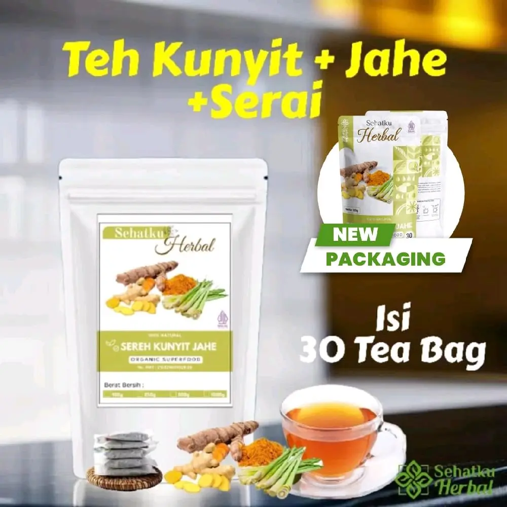 Sehatkuherbal Teh Jahe Sereh Kunyit Herbal Tea Isi 30 Teh Rimpang Celup jsr dr zaidul akbar daun Detox