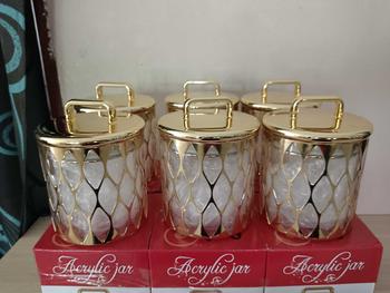 Product Review of Acrylic Round (1 PCS) Canister Airtight w/ Diamond Knob Handle (Golden Bricks)Bekas Kedap Udara Kitchen snacks clear storage jar (harga sebiji2 ) from S**h Z**n 1