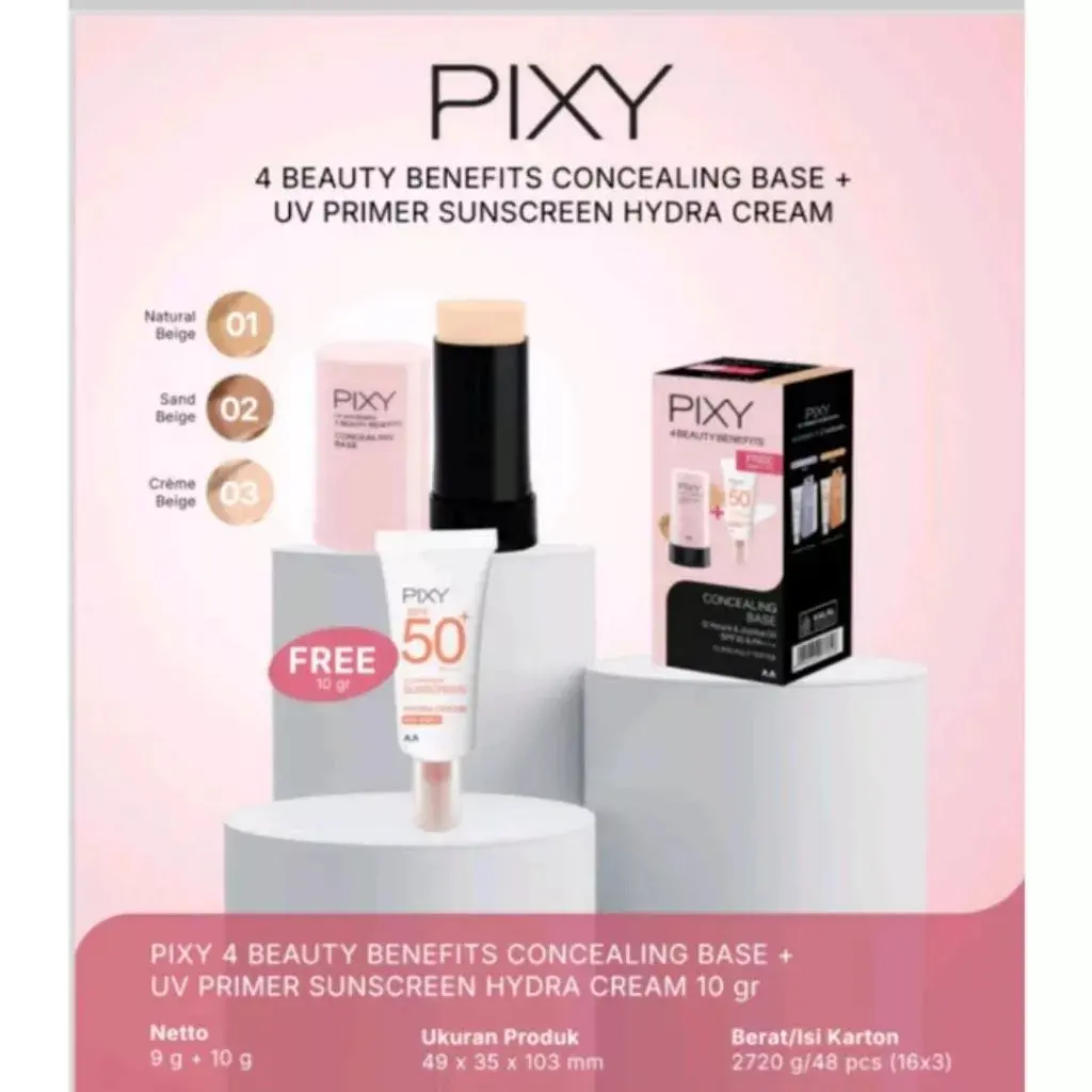 BUY 1 GET 1 PIXY CONCEALING BASE 9GR FREE UV PRIMER SUNSCREEN 10GR