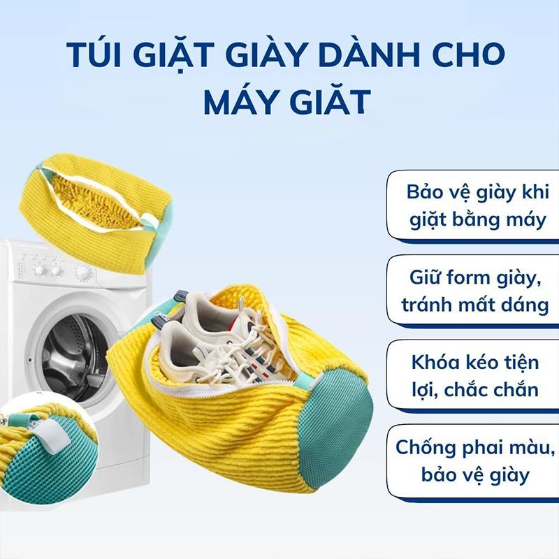 Túi Giặt Giày Máy Giặt Lông Tơ Sợi Polyester, Có Đệm Lưới, Khóa Kéo，Giúp Giữ Phom Giày, Chống Phai Màu ,Hỏng Giày