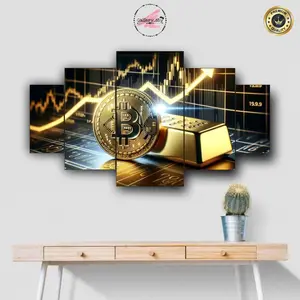 Hiasan Dinding Tema BITCOIN Pajangan Dinding Kamar Tidur 1SET 5Pcs