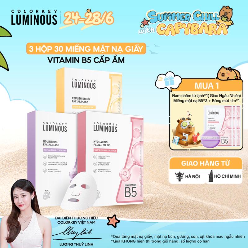 Combo 3 HỘP Mặt Nạ Giấy COLORKEY LUMINOUS Hỗ Trợ Cấp Ẩm Da 10 miếng/hộp