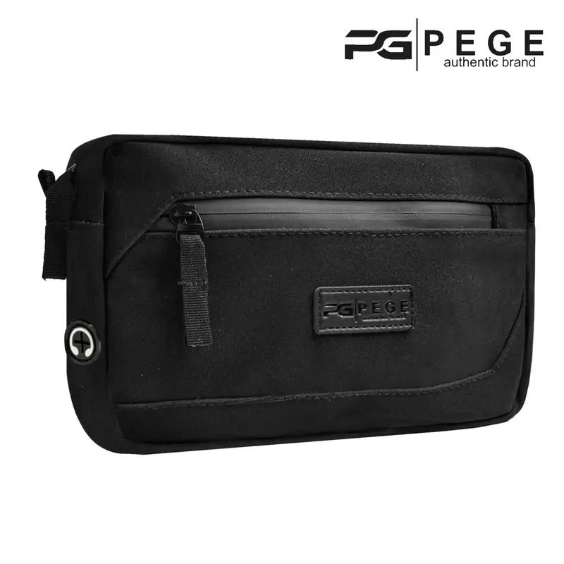 Tas Selempang Bahu Pria PEGE Hugo Slingbag Hitam Polos 3in1 Bisa Untuk Pouch Handbag dan Slempang - PG 9016 3