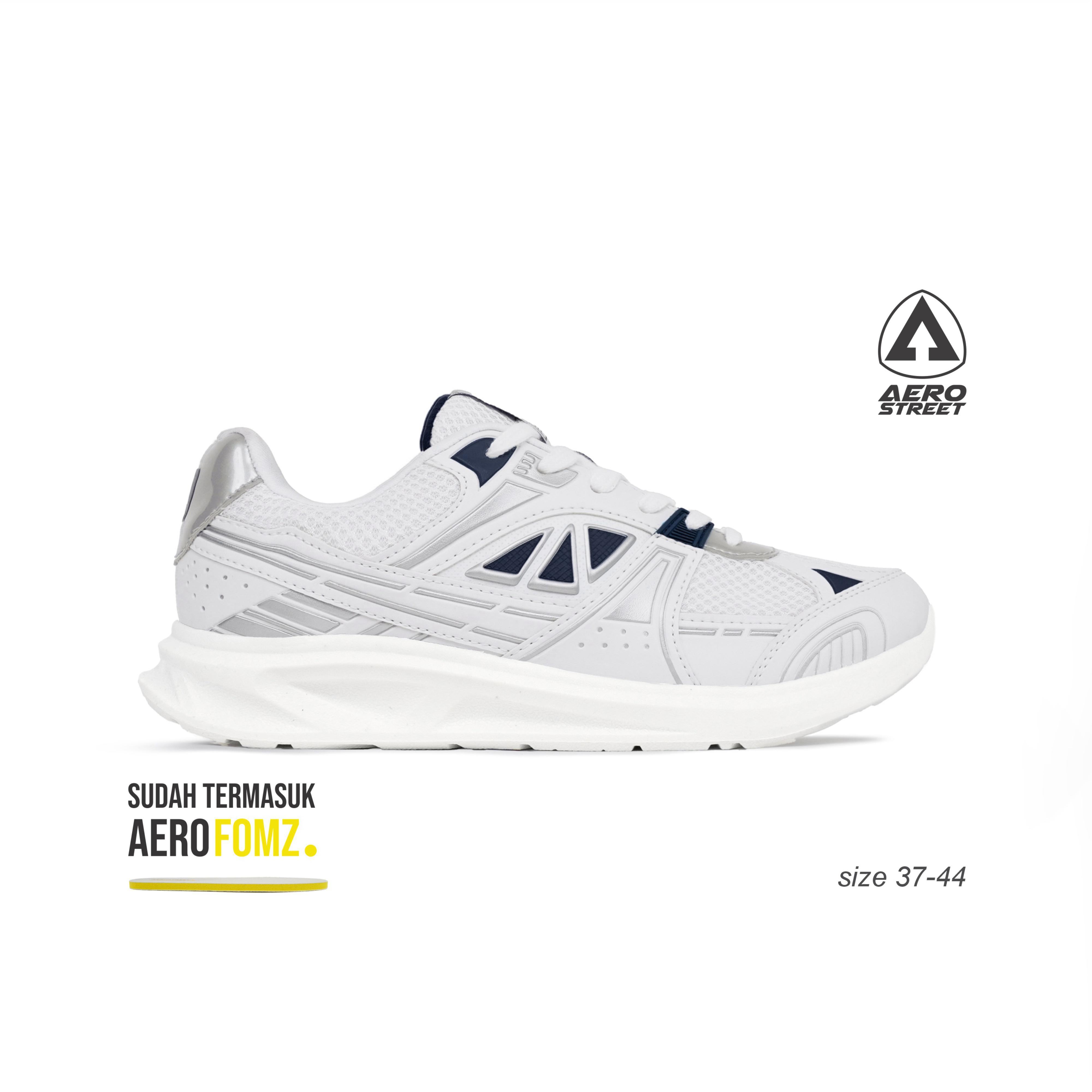 Aerostreet 37-44 Riven Putih Abu Biru Tua - Sepatu Sneakers Casual
