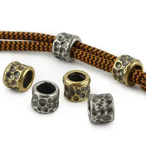 Hammer Grain EDC DIY Beads Pendant Vintage Color Brass Cupronickel Paracord Beads - White
