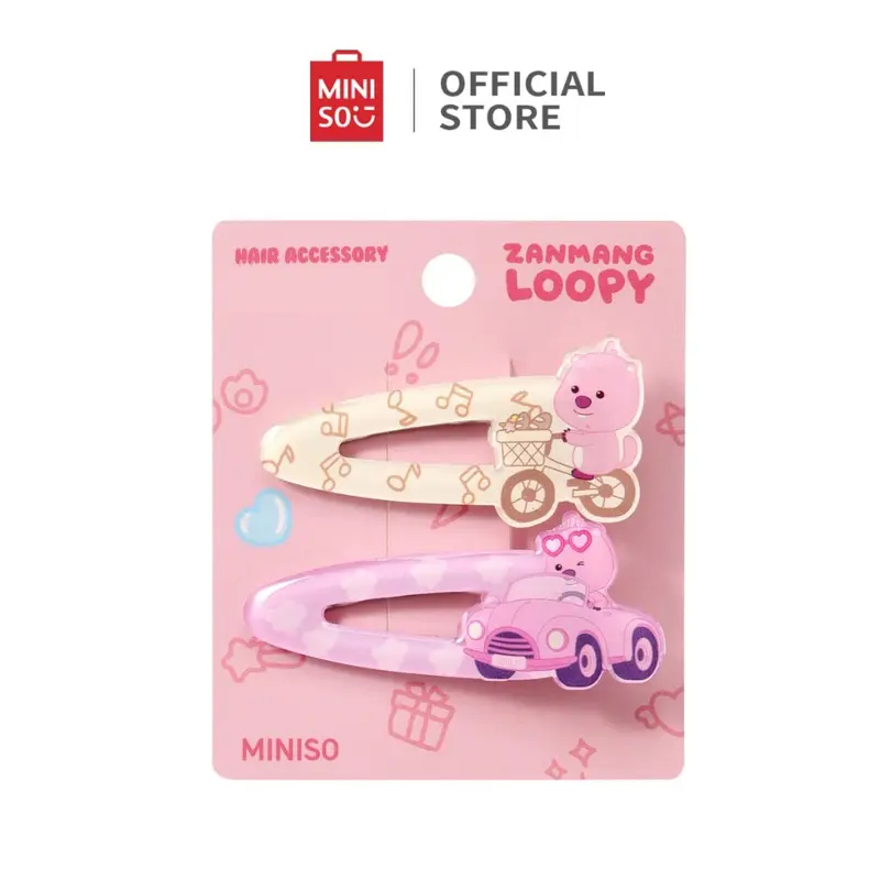 Miniso x ZANMANG Loopy Collection Hair Clips Checkered Jepit Rambut 2pcs Dekorasi Rambut Yang Lucu Cocok Untuk Orang Dewasa dan Anak-anak Aksesoris 3