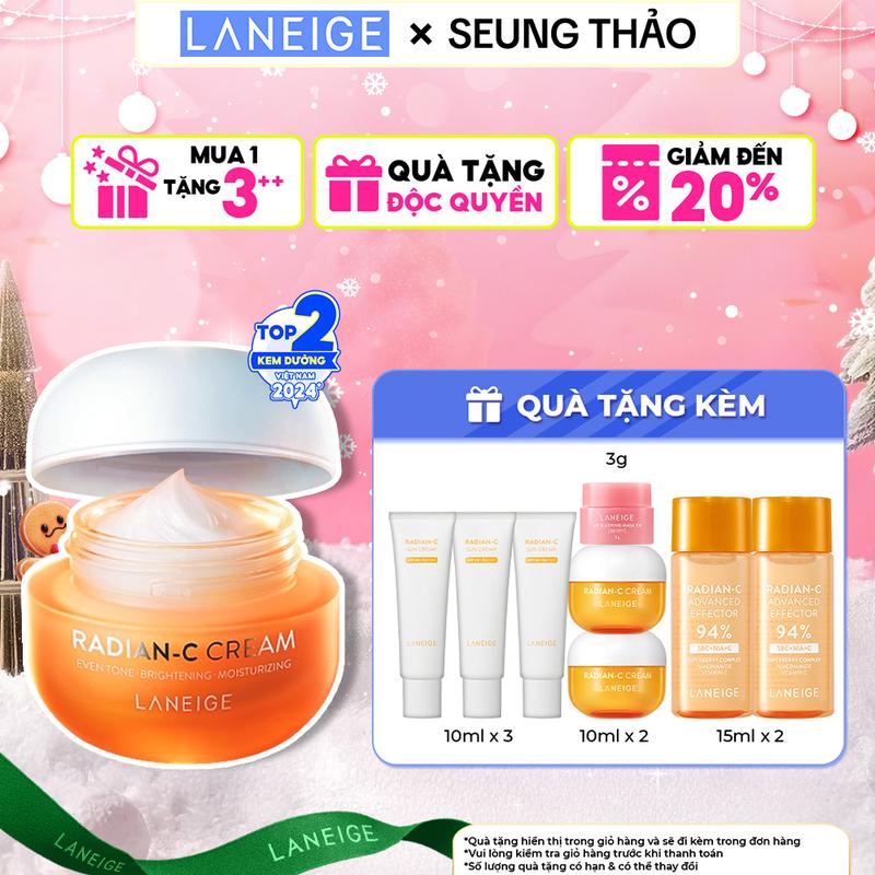  LANEIGExSEUNG THẢO  Kem dưỡng giúp hỗ trợ làm đều màu da mờ thâm sạm LANEIGE Radian-C Cream 50ml Skincare Làm Đẹp Da Dưỡng Ẩm Da Vitamin C 