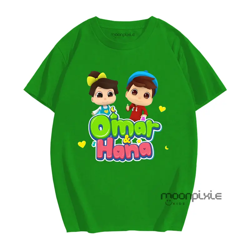 Baju Kaos Anak Motif Omar dan Hana Anak Laki-Laki/Perempuan Usia 1-12 Tahun Bahan Cotton Combed 30s 0
