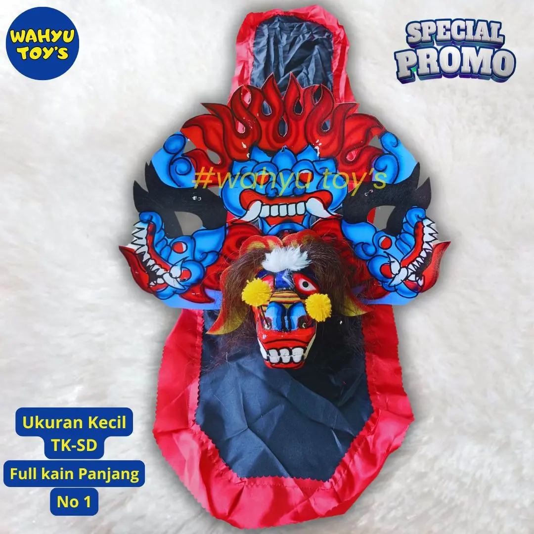 Mainan Tradisional Anak Barongan Kayu No 1 Kecil TK-SD dengan Bonus Kain Panjang - Toys