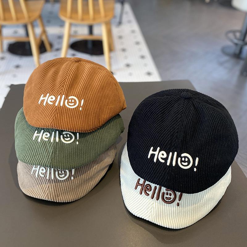 Mũ Tiến Lên Trẻ Em, Màu Trơn Chất Liệu Vải Nhung, Mũ Mỏ Vịt Cho Em Bé Thích Hợp Cho Bé Trai Và Bé Gái 1-3 Tuổi, Tấm Che Nắng, Thiết Kế Chữ Cái Thời Trang, Kiểu Mũ Nồi