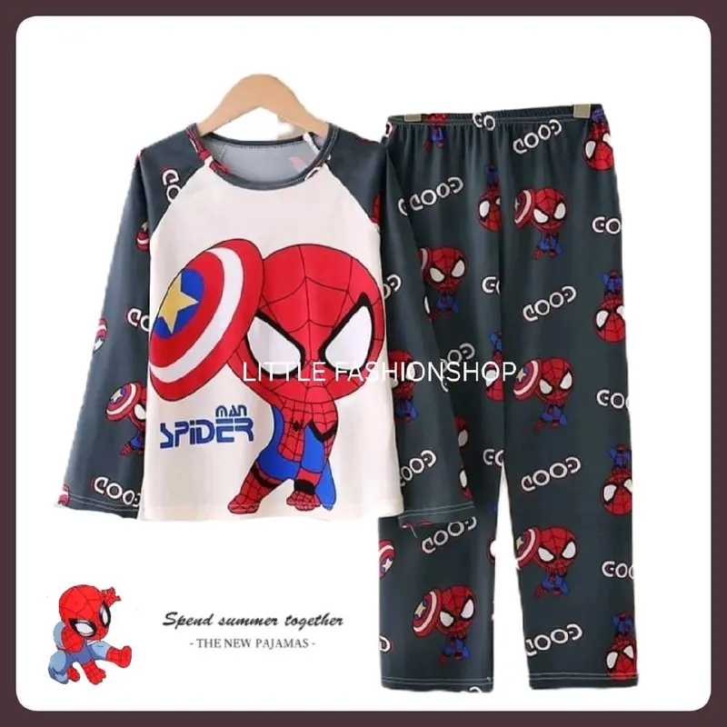(4-13T) Baju tidur anak cowok lengan panjang celana panjang piyama anak cowok 7