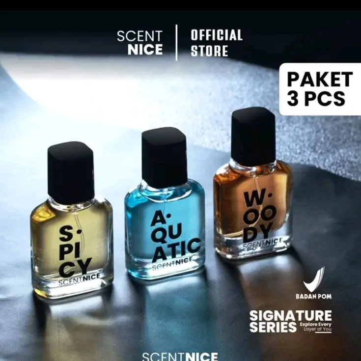 SCENTNICE Signature EDP 3 pcs Parfum Pria Aquatic Spicy Woody Aroma Tahan Lama dan Elegan Wewangian Maskulin