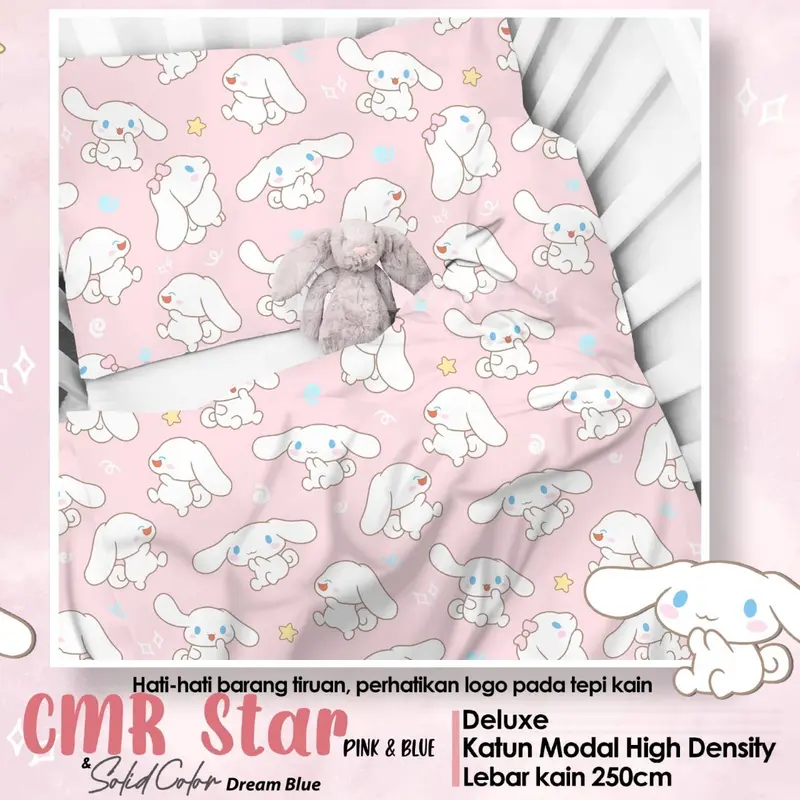 Sprei Gania Katun Lokal Cinnamoroll Super Adem Halus Tidak Berbulu 2