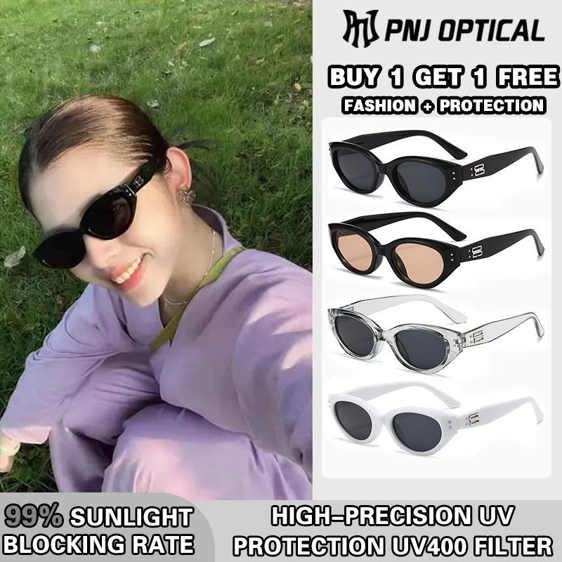 [Mua 1 tặng 1]Kính râm mắt mèo, chống tia UV400, phong cách Hàn Quốc thời trang, thiết kế thanh lịch, hợp mốt, unisex.