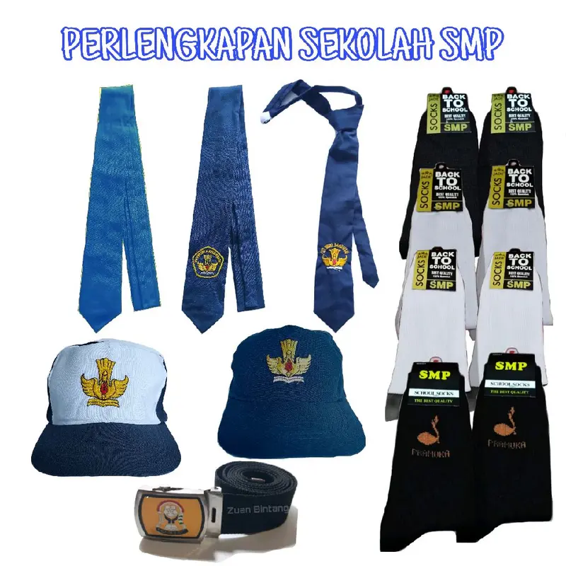 PERLENGKAPAN SEKOLAH SMP TOPI DASI SABUK KAOS KAKI 0