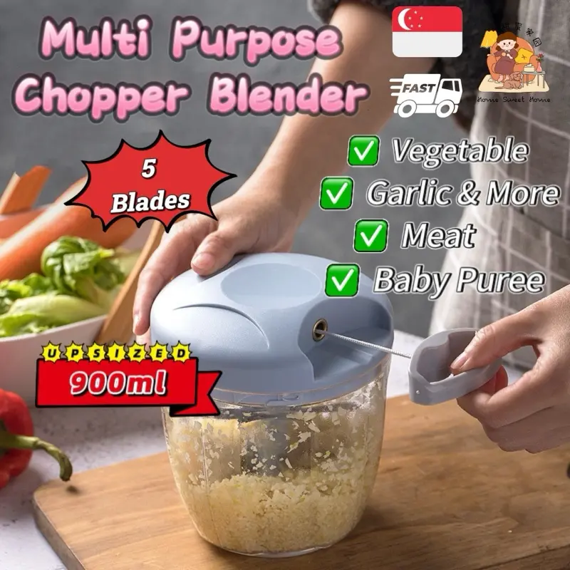 [SG] 900ml Garlic Chopper, Blender, Mini Food Processing Machine, Rechargeable Vegetable Chopper Blender