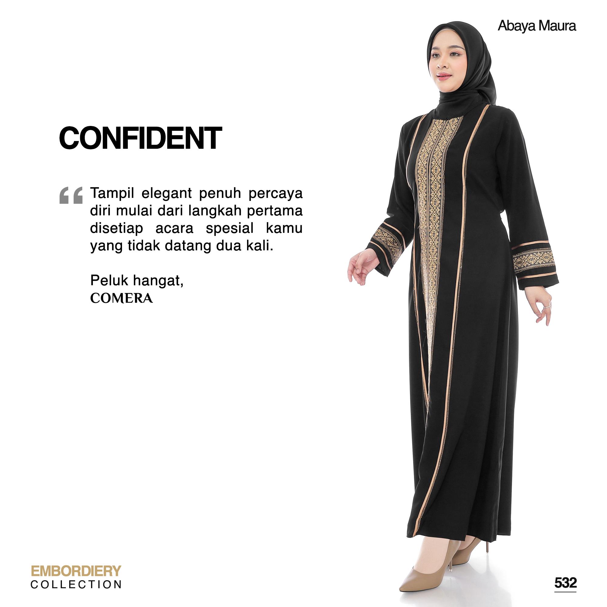 Comera - Abaya Maura Gamis Turkey Hitam Jetblack Bordir Payet Mewah Elegan Dress Lebaran Pesta 532