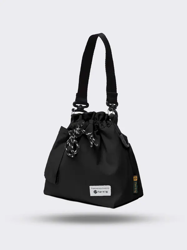 Fertig - Envy Black - Tas Serut 2 In 1 Slingbag Clutch bag - Dumpling Bag Wanita Kanvas -Tas Selempang Wanita 1