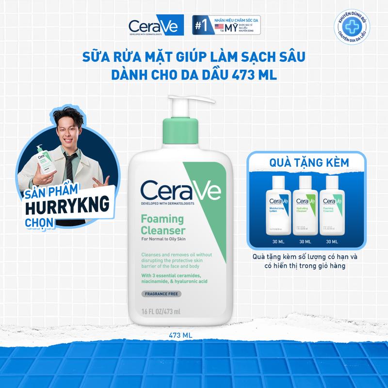 [DEAL HOT VIDEO] Sữa rửa mặt giúp làm sạch sâu dành cho da thường và da dầu CeraVe Foaming Cleanser 473ML. Sữa rửa mặt tạo bọt làm sạch sâu dịu nhẹ và cung cấp độ ẩm cho da. Chăm sóc da_Sữa rửa mặt_Skincare cho Nam và Nữ_Cleansing