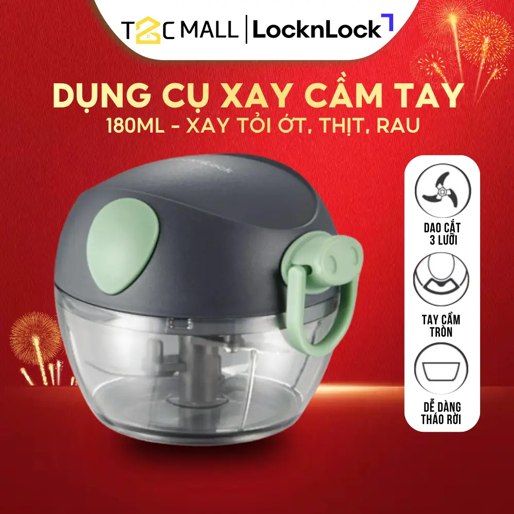Dụng Cụ Xay Tỏi Ớt LocknLock Xay Rau Củ, Xay Đồ Ăn Dặm, Lưỡi Dao Sắc Bén Cao Cấp Chính Hãng CKS321GRN T2C Mall