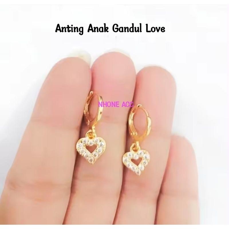 Anting Anak Gandul Kotak Anting Klip Titanium Anti Karat COD Cewek Costume Fashion 3