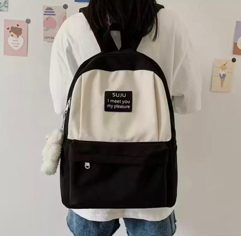 NGETOP - Tas Ransel Sekolah Wanita Korean Polos Terbaru Bahan Kanvas Nylon Warna Hitam Biru Pink Army NGETOP - Tas Ransel Sekolah Wanita Korean Polos Terbaru Bahan Kanvas Nylon Warna Hitam Biru Pink Army