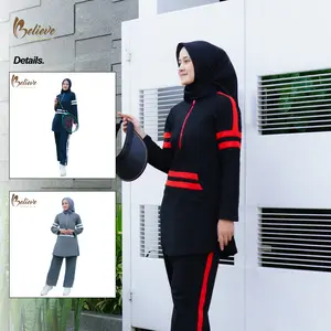 Setelan Baju Olahraga Wanita Muslim Muslimah Kaos Believe BMS 51 Katun Combed