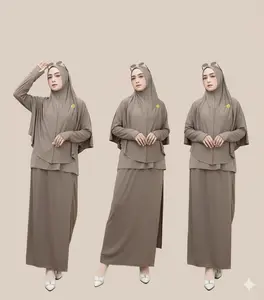 Dinay Sporty Muslimah Baju  Setelan Gamis Jersey Olah Raga Wanita 3 In 1 Terbaru Kekinian ( Atasan + Celana + Kerudung Outer ) Baju Oneset Dewasa Panjang Polos Hitam