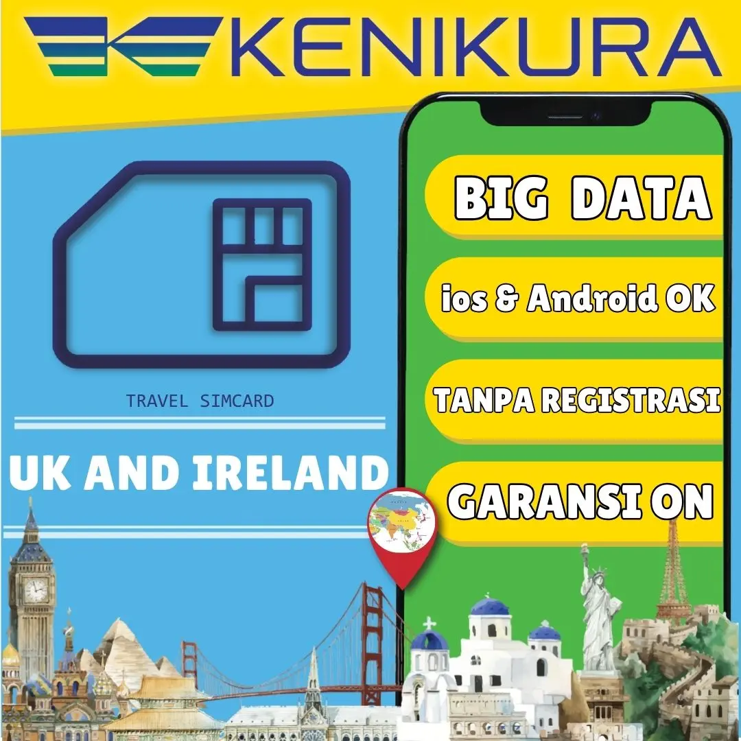 SIM Card UK & Ireland Kuota Data Besar | United Kingdom & Ireland SimCard Internet Travel | Kenikura