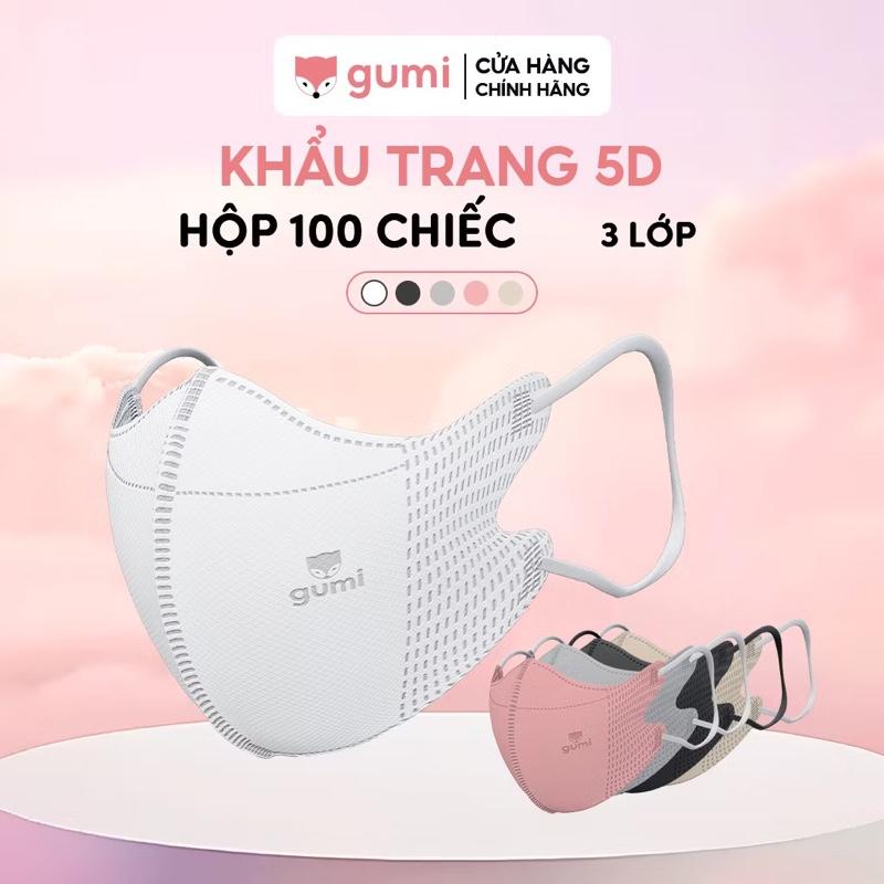 [100 CHIẾC] Khẩu trang 5D Gumi 3 lớp mask kháng khuẩn lọc bụi