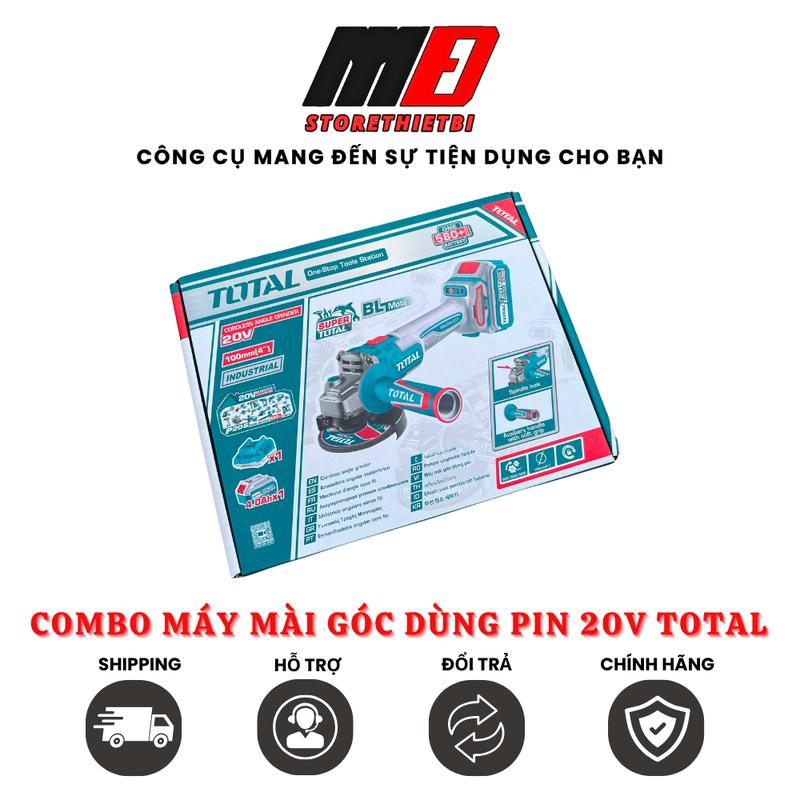 Combo máy mài góc dùng pin 20V Total (Tặng đá cắt)