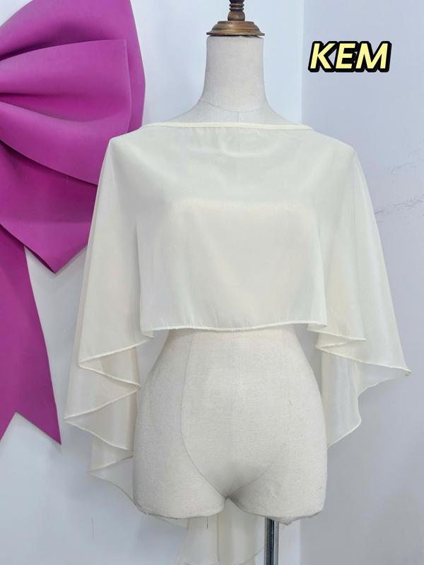  Áo Choàng Voan Phủ Vai 3 Màu: Trắng – Kem – Đen | Phối Váy Tiệc Váy Cưới Váy 2 Dây Cực Sang 