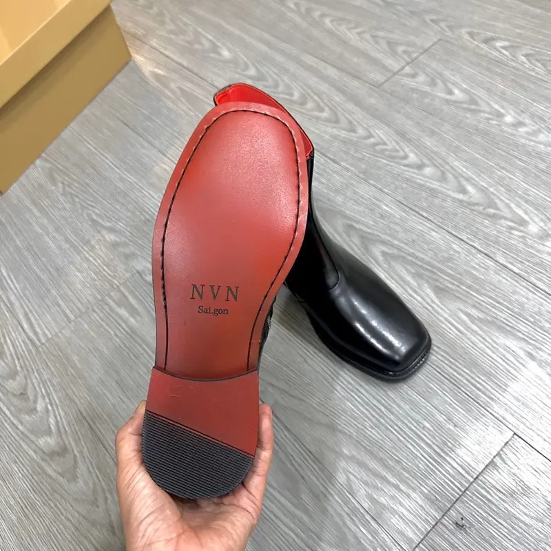 Giày boots nam Zip Mũi Vuông Da Bò Italy (ý) đế gỗ phíp cao 4cm - Zip Boots Square Toes 1