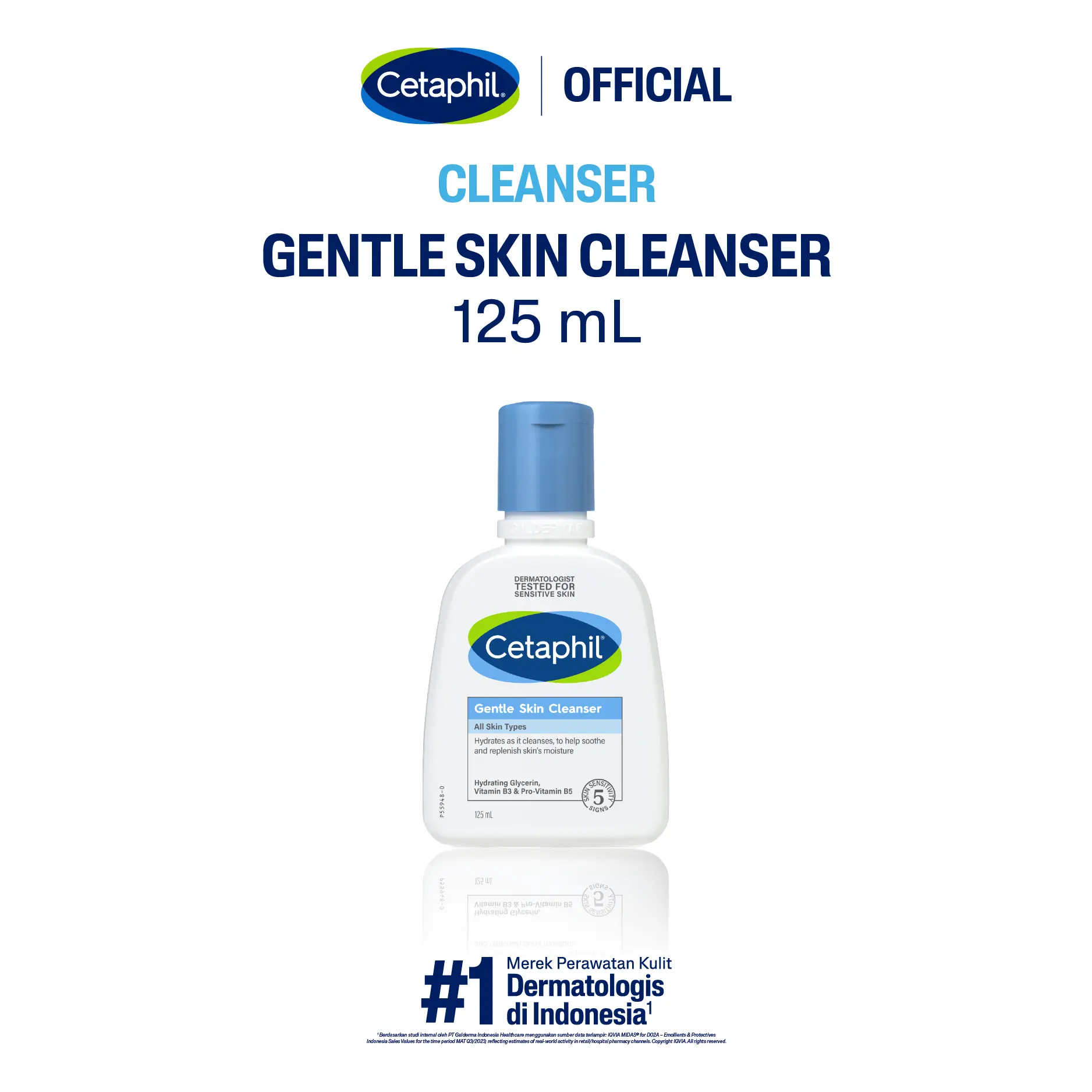 Cetaphil Gentle Skin Cleanser 125ml dengan Niacinamide, Glycerin dan Panthenol Sabun Pembersih Muka Untuk Segala Jenis Kulit