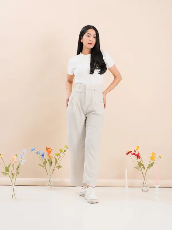 Oro Pants Polyester Celana Kulot Panjang Wanita Kantor Celana Kantor Basic Formal Anti Kusut Outfit Cewek Remaja Kekinian celanakulot celana panjang unsex celana grey Kain Variasi Kancing Nyaman Bawahan Standar Kain Kancing Melar Legging Casual Dark 5