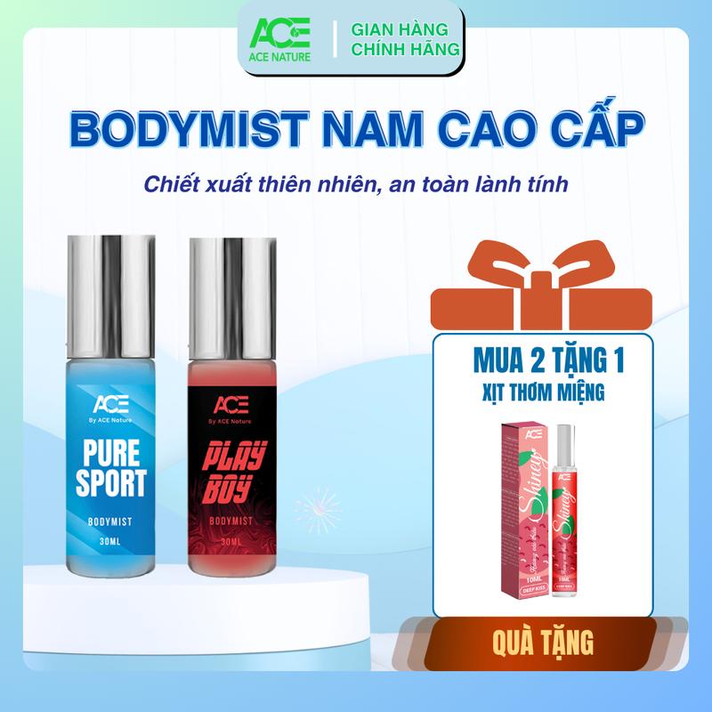 Body mist nam ACE MAN 30ml - Lưu hương 4-6h - Thơm lôi cuốn cho nàng đắm say. Tặng kèm xịt thơm miệng ACE Làm Đẹp Da Chăm Sóc Da Dưỡng Body Cosmetic Perfume Nước Hoa Mỹ Phẩm
