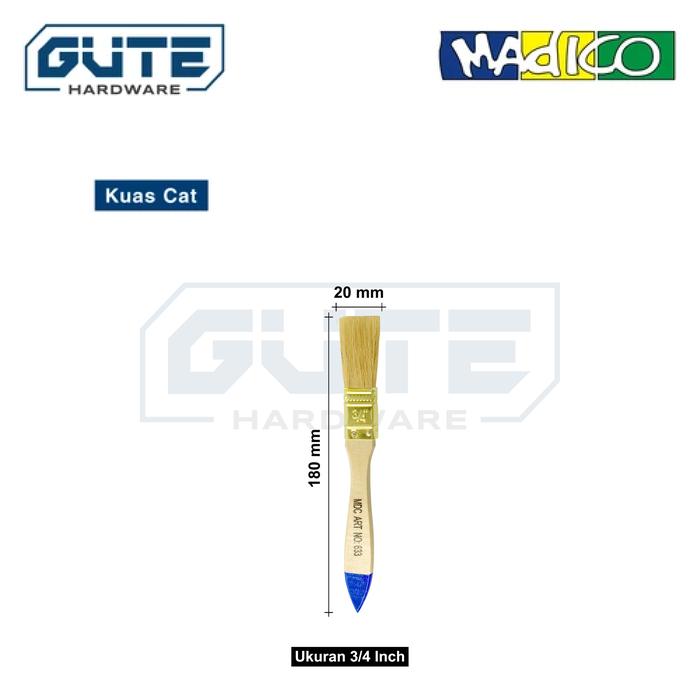 Gambar Kuas Cat Vernish “MADICO” Berbagai Ukuran / Paint Brush / Kuas Tembok Dinding ( 1 Pcs ) - Kuas MDC 3/4 Inch dari Gute Hardware Kota Surabaya 5 Tokopedia