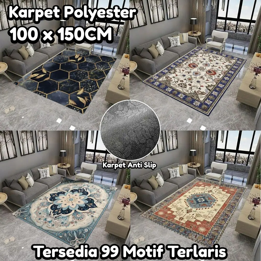 Karpet Lantai Turki Uk 100*150 Karpet Polyester Permadani Karpet Lantai Eropa Karpet Ruang Tamu Anti Slip Premium