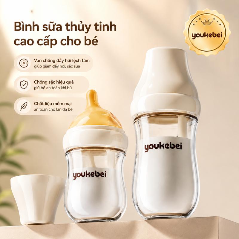 Kính silicon, độ bền cao, chống đầy hơi, chống sặc, mềm mại, thân thiện với da, thích hợp cho mẹ và bé, đường kính rộng