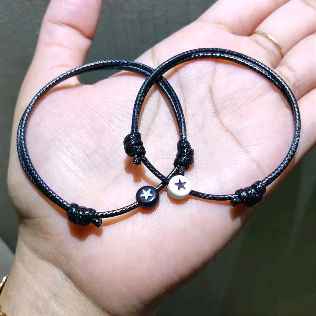 Gelang Tali Satin Waterproof Mote Bintang - Bracelets, 2 Gelang, Bahan Tali Korea Waterproof 1,5mm & Aksesoris Kulit Anti Air - Karet, Anak