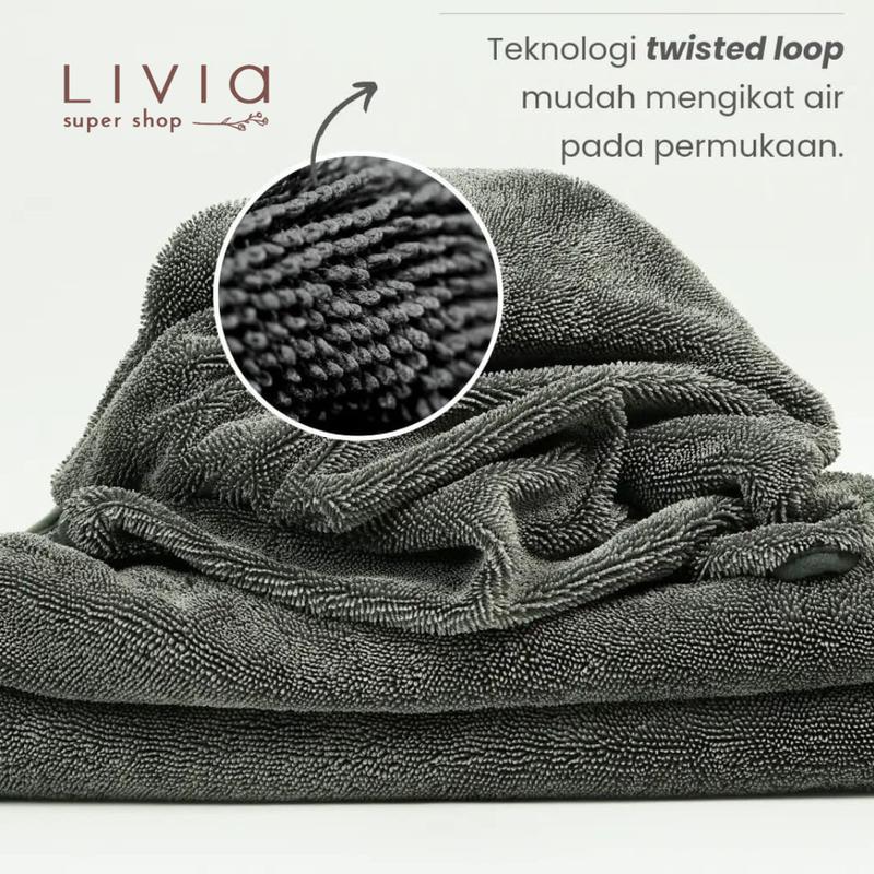 WATER MAGNET DRYING TOWEL LAP PENGERING CUCI MOBIL TWISTED LOOP MICROFIBER 600 GSM SEKALI USAP KERING SANGAT MENYERAP AIR ANTI BARET HALUS TEBAL 0