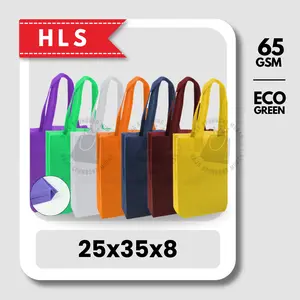 HLS 65GSM Ukuran 25x35x8 Tas Spunbond Goodie Bag Laken Model Tali Ekonomis Polos ( Per LUSIN )