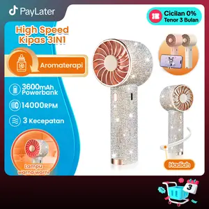 (COD)Bravhom Kipas Angin Mini Portable 3IN1 Aromaterapi 3 Kecepatan Lampu Warna Warni Phone Holder FN16