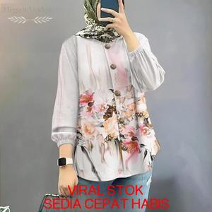 Kemeja Muslimah Corak 3D Elegan Lengan Panjang Saiz Besar S-5XL Gaya Korea Santai Pakaian Muslimah 2025 Trending untuk Wanita Muslimah Inner Jubah Abaya Long Dress Super Soft and Comfort